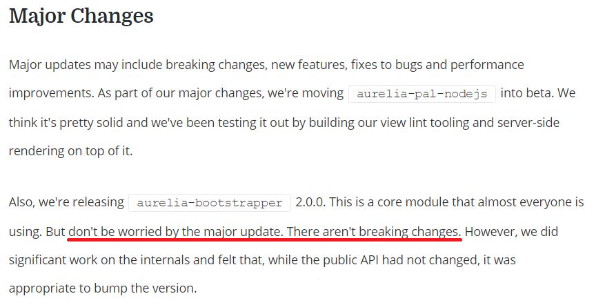 snippet from the blog post regarding the major update